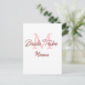 Bruid stam monogram rood bruiloft bruidsshower een briefkaart (Staand voorkant)