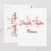 Bruid stam monogram rood bruiloft bruidsshower een briefkaart (Voorkant / Achterkant)