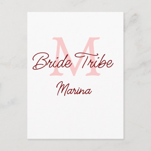 Bruid stam monogram rood bruiloft bruidsshower een briefkaart (Voorkant)