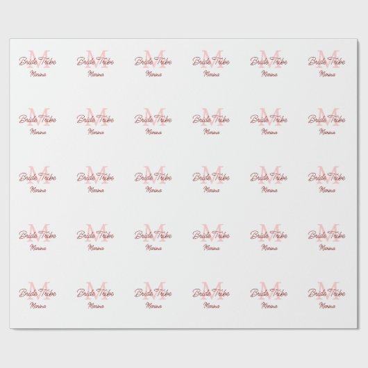 Bruid stam monogram rood bruiloft bruidsshower een cadeaupapier (Vlak)