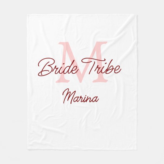 Bruid stam monogram rood bruiloft bruidsshower een fleece deken (Voorkant)