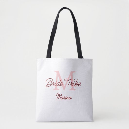 Bruid stam monogram rood bruiloft bruidsshower een tote bag (Voorkant)