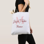 Bruid stam monogram rood bruiloft bruidsshower een tote bag (Dichtbij)