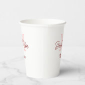 Bruid stam monogram rood bruiloft eenvoudig mini papieren bekers (Rechts)