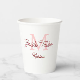 Bruid stam monogram rood bruiloft eenvoudig mini papieren bekers