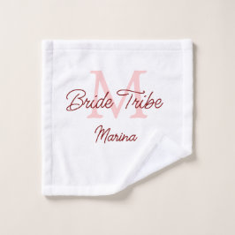 Bruid stam monogram rood bruiloft eenvoudig mini washandje