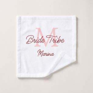 Bruid stam monogram rood bruiloft eenvoudig mini washandje