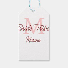 Bruid stam monogram rood bruiloft feest eenvoudig  cadeaulabel