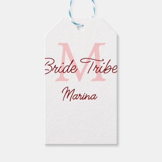 Bruid stam monogram rood bruiloft feest eenvoudig cadeaulabel (Voorkant)