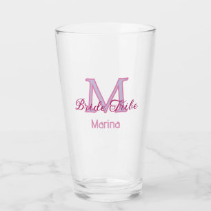 Bruid stam monogram roze bruiloft bruidsshower een glas