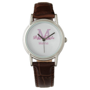 Bruid stam monogram roze bruiloft bruidsshower een horloge