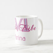 Bruid stam monogram roze bruiloft bruidsshower een koffiemok (Voorkant rechts)