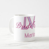 Bruid stam monogram roze bruiloft bruidsshower een koffiemok (Voorkant links)