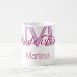 Bruid stam monogram roze bruiloft bruidsshower een koffiemok