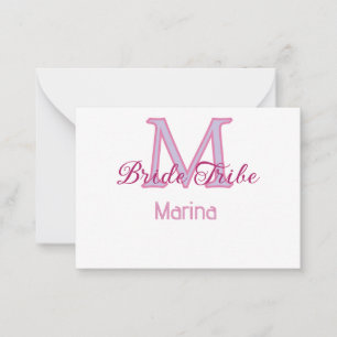 Bruid stam monogram roze bruiloft bruidsshower een notitiekaartje