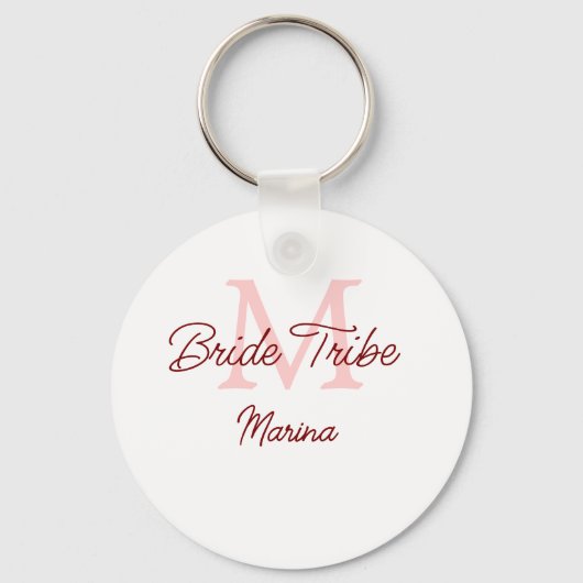 Bruid stam monogram roze bruiloft bruidsshower een sleutelhanger (Voorkant)