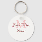 Bruid stam monogram roze bruiloft bruidsshower een sleutelhanger (Achterkant)
