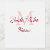 Bruid stam monogram roze bruiloft eenvoudig mini wijn etiket (Enkel label)