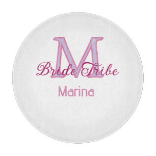Bruid stam monogram roze bruiloft feest eenvoudig snijplank