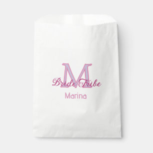 Bruid stam monogram roze bruiloftsshower eenvoudig bedankzakje