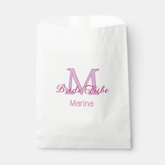 Bruid stam monogram roze bruiloftsshower eenvoudig bedankzakje (Voorkant)