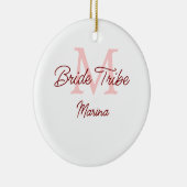 Bruid stam monogram roze bruiloftsshower eenvoudig keramisch ornament (Rechts)