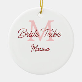Bruid stam monogram roze bruiloftsshower eenvoudig keramisch ornament