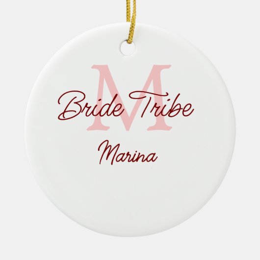 Bruid stam monogram roze bruiloftsshower eenvoudig keramisch ornament (Voorkant)