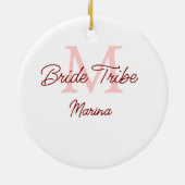 Bruid stam monogram roze bruiloftsshower eenvoudig keramisch ornament (Achterkant)