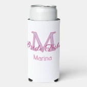 Bruid stam monogram roze bruiloftsshower eenvoudig seltzer blikjeskoeler (Seltzer Voorkant)