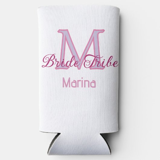 Bruid stam monogram roze bruiloftsshower eenvoudig seltzer blikjeskoeler (Voorkant)