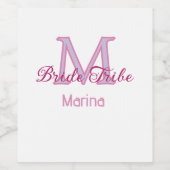 Bruid stam monogram roze bruiloftsshower eenvoudig wijn etiket (Enkel label)