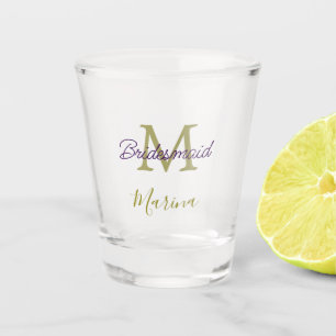 Bruid stam monogramma bruiloft eenvoudig goud shot glas