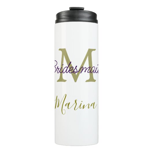 Bruid stam monogramma bruiloft eenvoudig goud thermosbeker (Voorkant)