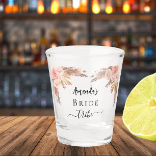 Bruid stam pampas gras blos roze bloemen shot glas