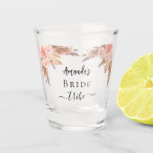 Bruid stam pampasgras roze bloemen shot glas (Voorkant)
