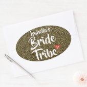 Bruid Stam Rode Datum Hart Persoonlijke Glitters Ovale Sticker (Envelop)