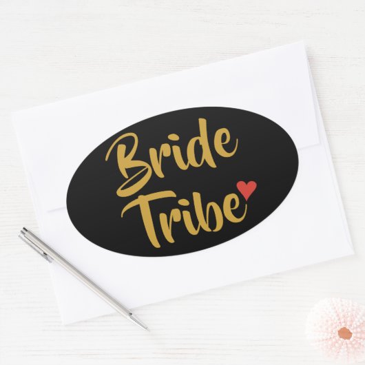 Bruid Stam Rode Hart Ovale Sticker (Envelop)