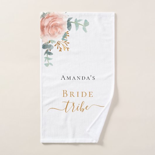 Bruid stam roze goud bloemig eucalyptus groen bad handdoek (Handdoek)