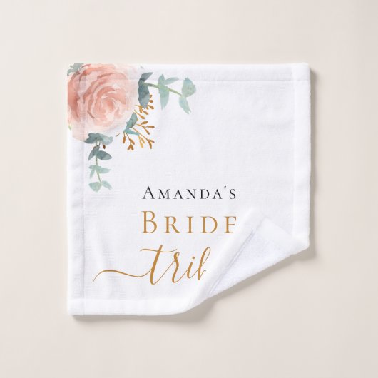 Bruid stam roze goud bloemig eucalyptus groen bad handdoek (Wasdoekje)