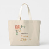 Bruid stam roze goud bloemige eucalyptus groen grote tote bag (Achterkant)