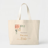 Bruid stam roze goud bloemige eucalyptus groen grote tote bag (Voorkant)