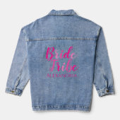 Bruid Stam Roze Typografie Meisje-Ondertrouw Denim Jacket (Achterkant)