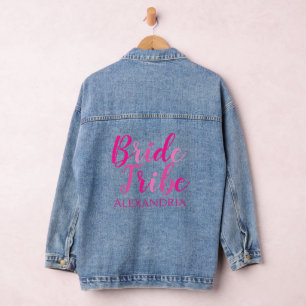 Bruid Stam Roze Typografie Meisje-Ondertrouw Denim Jacket