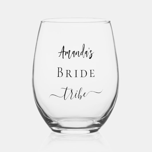 Bruid stam vrijgezellenfeest wijnglas zonder voet (Voorkant)