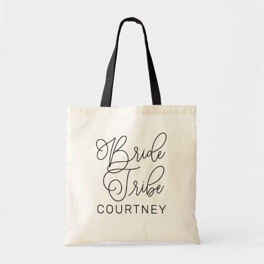 Bruid Stam Zwarte Moderne Script Op Maat Gemaakte  Tote Bag (Voorkant)