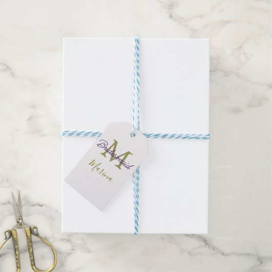 Bruid stamlogo bruiloftsshower eenvoudig goud cadeaulabel (Met Touw)