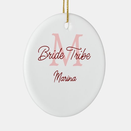 Bruid stamlogo rood bruiloft eenvoudig mini keramisch ornament (Rechts)