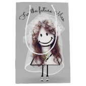 Bruid Stick Figure Meisje met Boeket  Medium Cadeauzakje (Voorkant)