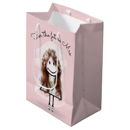 Bruid Stick Figure Meisje met Madeliefjes Boeket Medium Cadeauzakje
